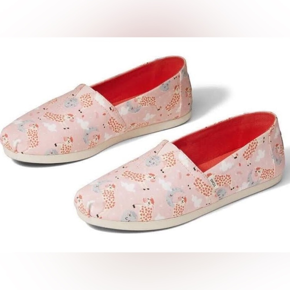 Toms Women's Cow Jumping Over the Moon Lullaby Pink Canvas Classic Flats